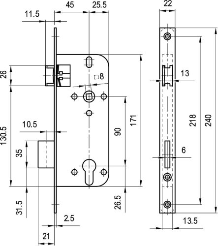 ABUS Cilinderes bevésőzár No 4320 cn 45/90/7 
