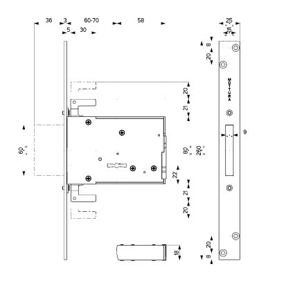 MOTTURA 40.706 60mm 3 irányú 4 fordulatos reteszzár 3 db kulcs