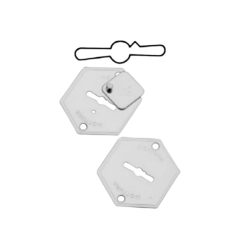   Mottura 95.299 kéttollú zárhoz kulcslyuk takaró 6 szög 52*64 fényes KROM  pár belső lemezzel