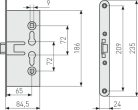  ABUS EFS65 65/72 Bevésőzár tűzgátló ajtóhoz 