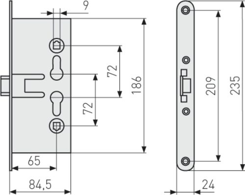  ABUS EFS65 65/72 Bevésőzár tűzgátló ajtóhoz 