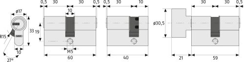 ABUS Zárbetét D15NP 45/45 TL 5k fv fk törésvédett