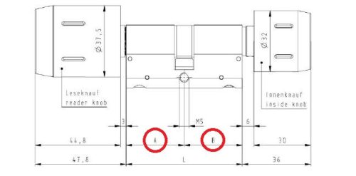 DOM Tapkey Pro.v2 Zárbetét A80/30 digitális Kétoldali elektronikával NFC és BLE.