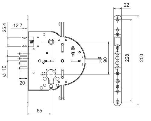 Mul-T-Lock Többpontos zár M265 4 csapos 4 irányú
