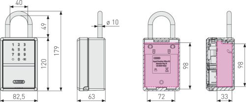 ABUS KeyGarage™ 797 Smart-BT kulcstároló kengyellel